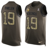 Men's Minnesota Vikings #19 Adam Thielen Green Salute to Service Hot Pressing Player Name & Number Nike NFL Tank Top Jersey