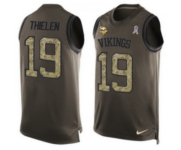 Men's Minnesota Vikings #19 Adam Thielen Green Salute to Service Hot Pressing Player Name & Number Nike NFL Tank Top Jersey