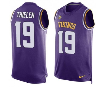 Men's Minnesota Vikings #19 Adam Thielen Purple Hot Pressing Player Name & Number Nike NFL Tank Top Jersey
