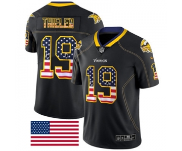 Nike Minnesota Vikings #19 Adam Thielen Black Men's Stitched NFL Limited Rush USA Flag Jersey