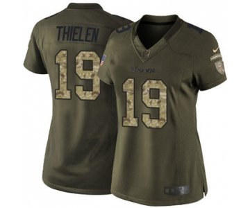 Women's Nike Minnesota Vikings #19 Adam Thielen Green Stitched NFL Limited 2015 Salute to Service Jersey