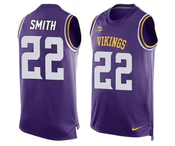 Men's Minnesota Vikings #22 Harrison Smith Purple Hot Pressing Player Name & Number Nike NFL Tank Top Jersey