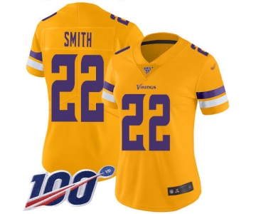 Nike Vikings #22 Harrison Smith Gold Women's Stitched NFL Limited Inverted Legend 100th Season Jersey