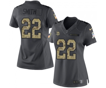 Women's Minnesota Vikings #22 Harrison Smith Black Anthracite 2016 Salute To Service Stitched NFL Nike Limited Jersey