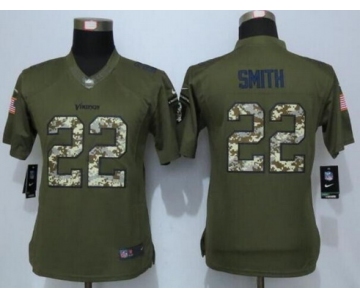 Women's Minnesota Vikings #22 Harrison Smith Green Salute to Service NFL Nike Limited Jersey