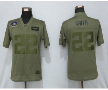 Women's Minnesota Vikings #22 Harrison Smith NEW Olive 2019 Salute To Service Stitched NFL Nike Limited Jersey