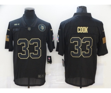 Men's Minnesota Vikings #33 Dalvin Cook Black 2020 Salute To Service Stitched NFL Nike Limited Jersey