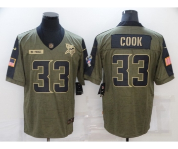 Men's Minnesota Vikings #33 Dalvin Cook Nike Olive 2021 Salute To Service Limited Player Jersey