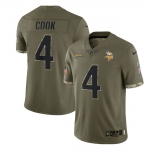 Men's Minnesota Vikings #4 Dalvin Cook 2022 Olive Salute To Service Limited Stitched Jersey