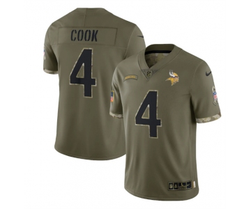 Men's Minnesota Vikings #4 Dalvin Cook 2022 Olive Salute To Service Limited Stitched Jersey