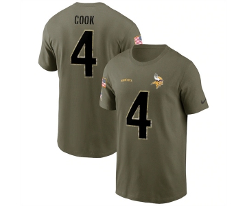 Men's Minnesota Vikings #4 Dalvin Cook 2022 Olive Salute to Service T-Shirt