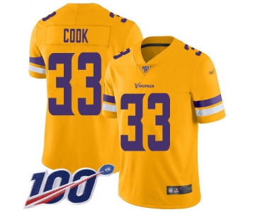 Nike Vikings #33 Dalvin Cook Gold Men's Stitched NFL Limited Inverted Legend 100th Season Jersey