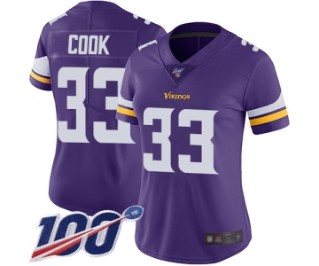 Nike Vikings #33 Dalvin Cook Purple Team Color Women's Stitched NFL 100th Season Vapor Limited Jersey