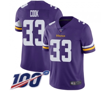 Vikings #33 Dalvin Cook Purple Team Color Men's Stitched Football 100th Season Vapor Limited Jersey