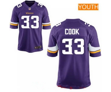 Youth 2017 NFL Draft Minnesota Vikings #33 Dalvin Cook Purple Team Color Stitched NFL Nike Game Jersey