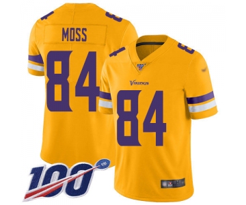 Nike Vikings #84 Randy Moss Gold Men's Stitched NFL Limited Inverted Legend 100th Season Jersey