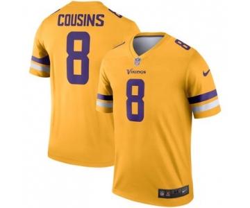 Nike Minnesota Vikings 8 Kirk Cousins Gold Inverted Legend Jersey