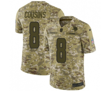 Nike Vikings #8 Kirk Cousins Camo Men's Stitched NFL Limited 2018 Salute To Service Jersey