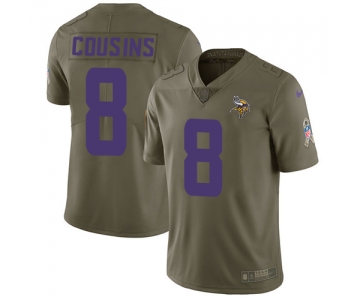 NikeMinnesota Vikings #8 Kirk Cousins Olive Men's Stitched NFL Limited 2017 Salute to Service Jersey