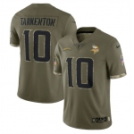 Men's Minnesota Vikings #10 Fran Tarkenton 2022 Olive Salute To Service Limited Stitched Jersey