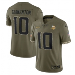 Men's Minnesota Vikings #10 Fran Tarkenton 2022 Olive Salute To Service Limited Stitched Jersey