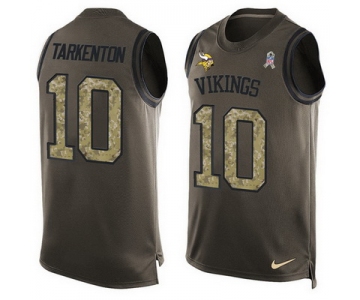 Men's Minnesota Vikings #10 Fran Tarkenton Green Salute to Service Hot Pressing Player Name & Number Nike NFL Tank Top Jersey