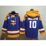 Men's Minnesota Vikings #10 Fran Tarkenton Purple Yellow Ageless Must-Have Lace-Up Pullover Hoodie