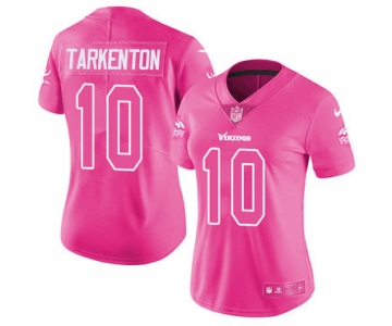 Nike Vikings #10 Fran Tarkenton Pink Women's Stitched NFL Limited Rush Fashion Jersey