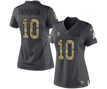 Women's Minnesota Vikings #10 Fran Tarkenton Black Anthracite 2016 Salute To Service Stitched NFL Nike Limited Jersey