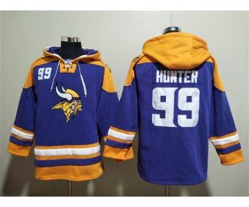 Men's Minnesota Vikings #99 Danielle Hunter Purple Yellow Ageless Must-Have Lace-Up Pullover Hoodie