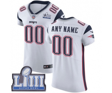 Men's Customized New England Patriots Vapor Untouchable Super Bowl LIII Bound Elite White Nike NFL Road Jersey