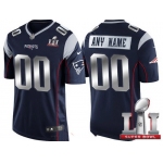 Men's New England Patriots Navy Blue Steel Silver 2017 Super Bowl LI NFL Nike Custom Limited Jersey