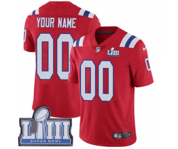 Youth Customized New England Patriots Vapor Untouchable Super Bowl LIII Bound Limited Red Nike NFL Alternate Jersey