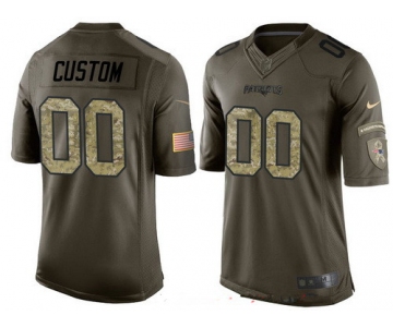 Youth New England Patriots Custom Olive Camo Salute To Service Veterans Day NFL Nike Limited Jersey