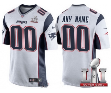 Youth New England Patriots White 2017 Super Bowl LI NFL Nike Custom Game Jersey