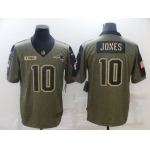 Men's New England Patriots #10 Mac Jones 2021 Olive Salute To Service Limited Stitched Jersey