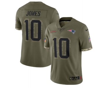 Men's New England Patriots #10 Mac Jones 2022 Olive Salute To Service Limited Stitched Jersey