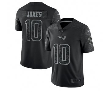 Men's New England Patriots #10 Mac Jones Black Reflective Limited Stitched Football Jersey