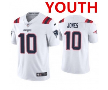 Youth new england patriots #10 mac jones white 2021 vapor limited football jersey