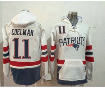 Men's New England Patriots #11 Julian Edelman 2016 White Stitched NFL Hoodie