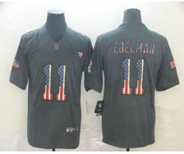 Men's New England Patriots #11 Julian Edelman 2019 Black Salute To Service USA Flag Fashion Limited Jersey