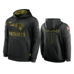 Men's New England Patriots #11 Julian Edelman Black 2020 Salute To Service Sideline Performance Pullover Hoodie