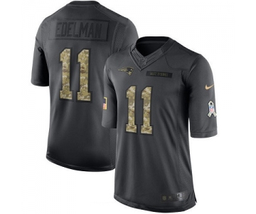 Men's New England Patriots #11 Julian Edelman Black Anthracite 2016 Salute To Service Stitched NFL Nike Limited Jersey