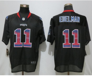 Men's New England Patriots #11 Julian Edelman Black Strobe Stitched NFL Nike Fashion Jersey