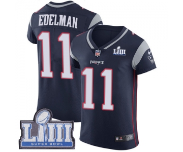 Men's New England Patriots #11 Julian Edelman Navy Blue Nike NFL Home Vapor Untouchable Super Bowl LIII Bound Elite Jersey
