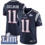 Men's New England Patriots #11 Julian Edelman Navy Blue Nike NFL Home  Vapor Untouchable Super Bowl LIII Bound Limited Jersey