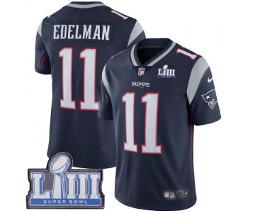 Men's New England Patriots #11 Julian Edelman Navy Blue Nike NFL Home  Vapor Untouchable Super Bowl LIII Bound Limited Jersey