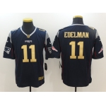 Men's New England Patriots #11 Julian Edelman Navy Blue With Gold Stitched NFL Nike Limited Jersey