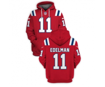 Men's New England Patriots #11 Julian Edelman Red 2021 Pullover Hoodie