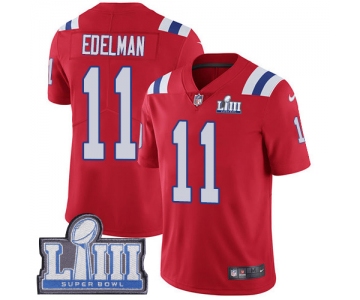 Men's New England Patriots #11 Julian Edelman Red Nike NFL Alternate Vapor Untouchable Super Bowl LIII Bound Limited Jersey